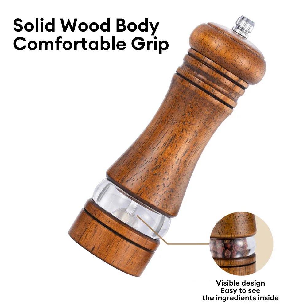 Manual Pepper Grinder Wooden Salt And Pepper Mills Multi-purpose Spice Tool Solid Wood Spices Grinder For Home Kitchen Household