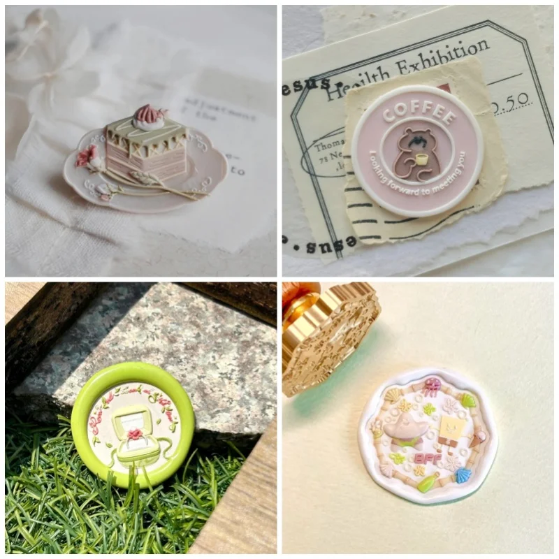 Fire Seal Stamp Brass Stamp Water Lily Of The Valley Ice Cream Cake Embossed-Brass Head Invitation Envelope Sealing Craft Toy