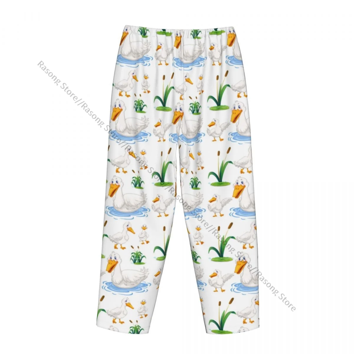 Cute Duck In The Pond Flannel Pajama Pants for Women Soft Warm Sleep Pants with Elastic Waistband