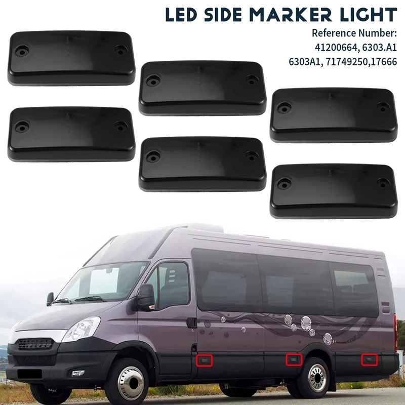 6X Smoked LED Side Marker Light For Fiat Ducato Citroen Peugeot Iveco Daily DAF