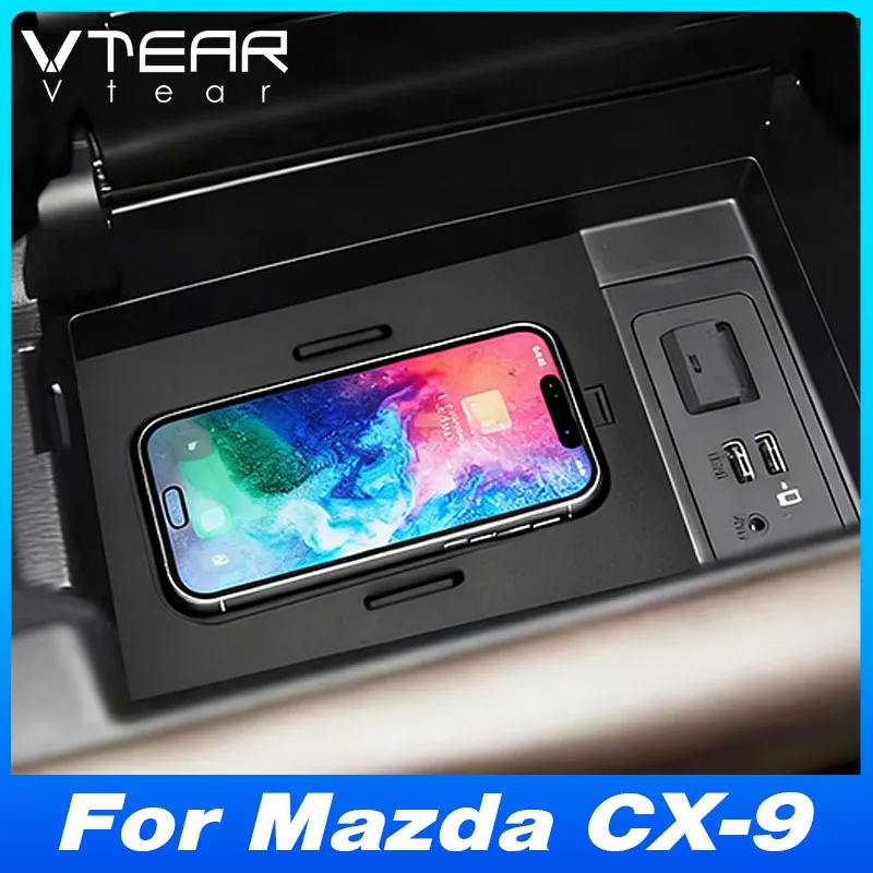 

For Mazda CX-9 CX9 (2019-2023) Wireless Car Charger - Fast Charging Mobile Phone Panel Adapter | Car Modification Accessory