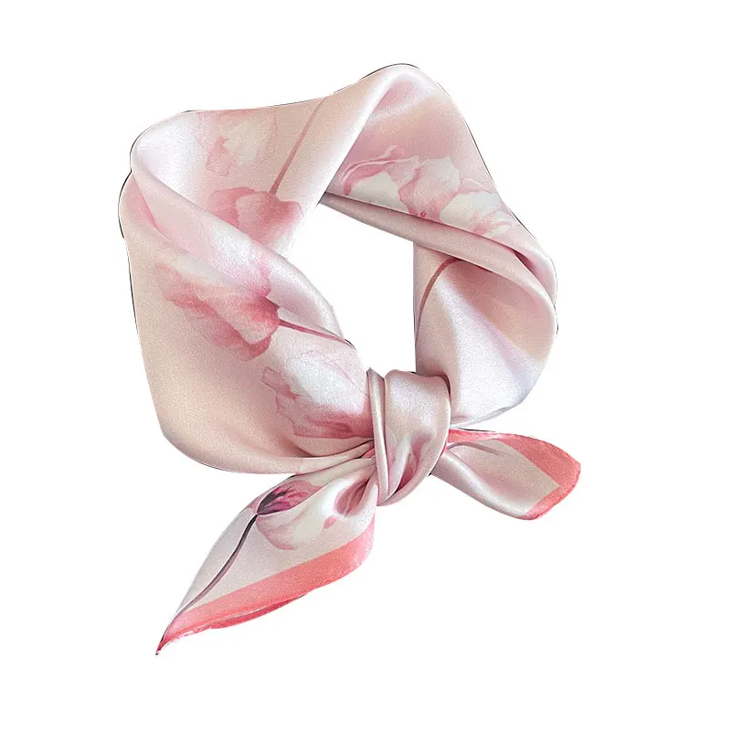 Luxury Brand Square 100% Real Silk Scarf Women Ladies Wrap Neckerchief Shawl Bandana Fashion Small Foulard Female Spring Scarves