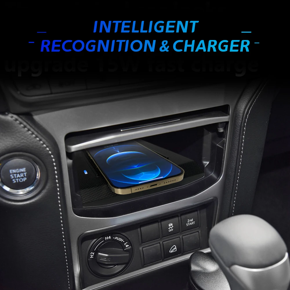 Quick Wireless Charger Pad for Toyota Prado 2018/2019 QI Fast 15W Mobile Phone Charging Holder Hidden Car Dashboard Accessory