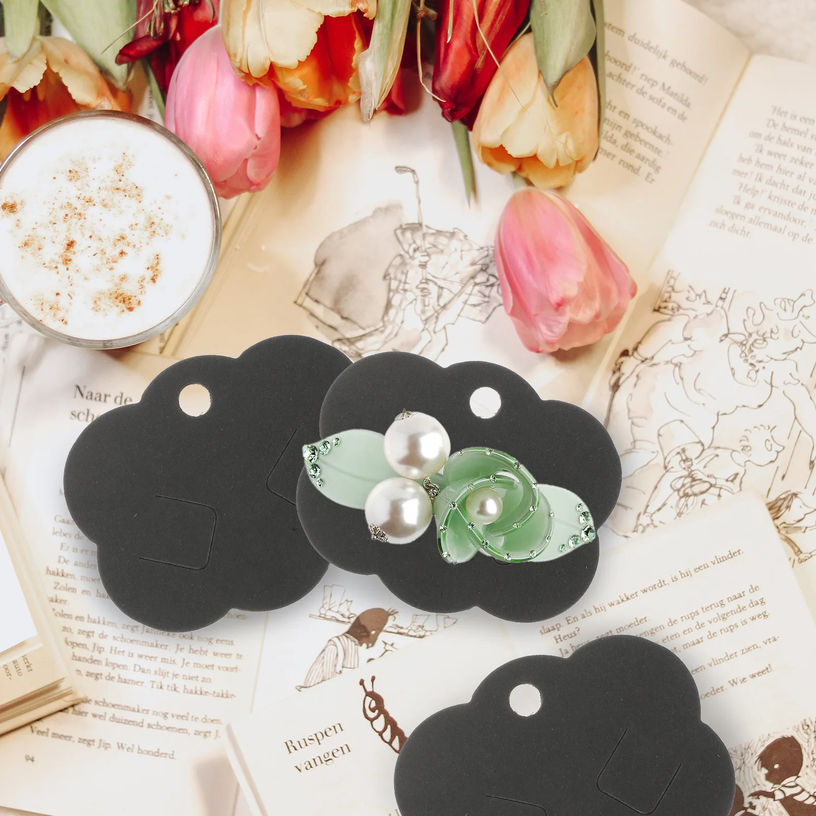 100 قطعة من بطاقات ورق الكرافت الفارغة لعرض المجوهرات حامل مشابك الشعر خفيف الوزن مع خندقين للمنزل المتجر