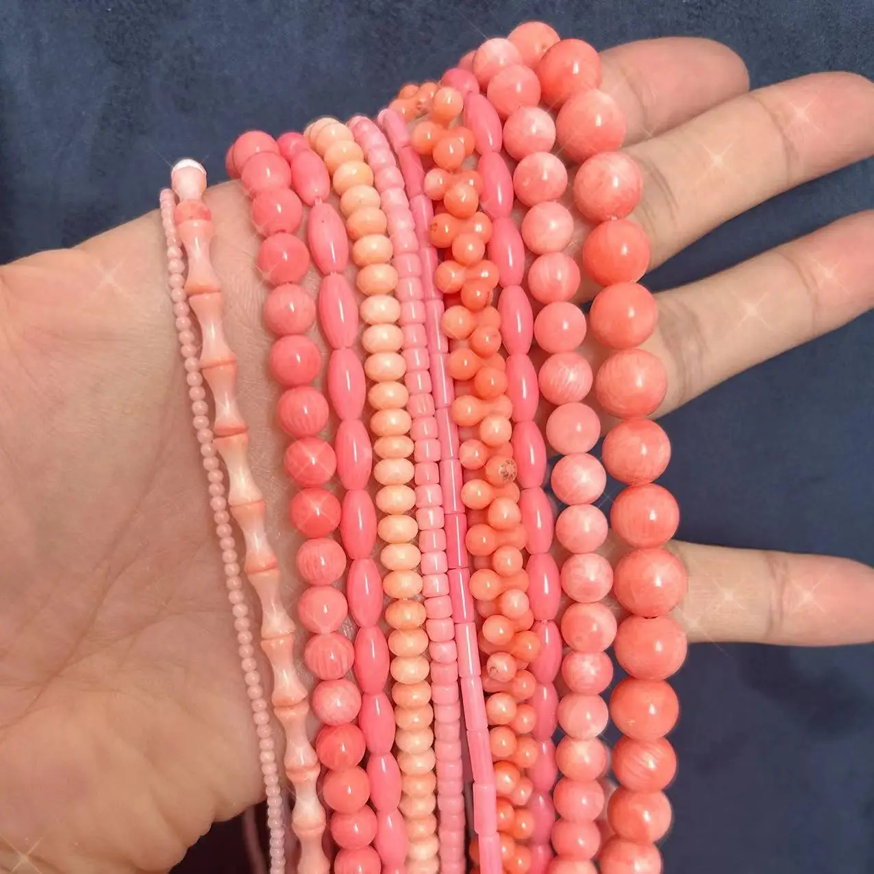 Select by Shape Small Pink Color Column Rice Sea Bamboo Coral Spacer Fashion Jewelry Design Spacer Beads Strand  15\