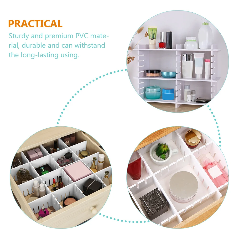 7pcs Sturdy Pvc Drawer Partition Boards Multi-Functional Dividers For Home Dorm Storage Organization Bamboo Style