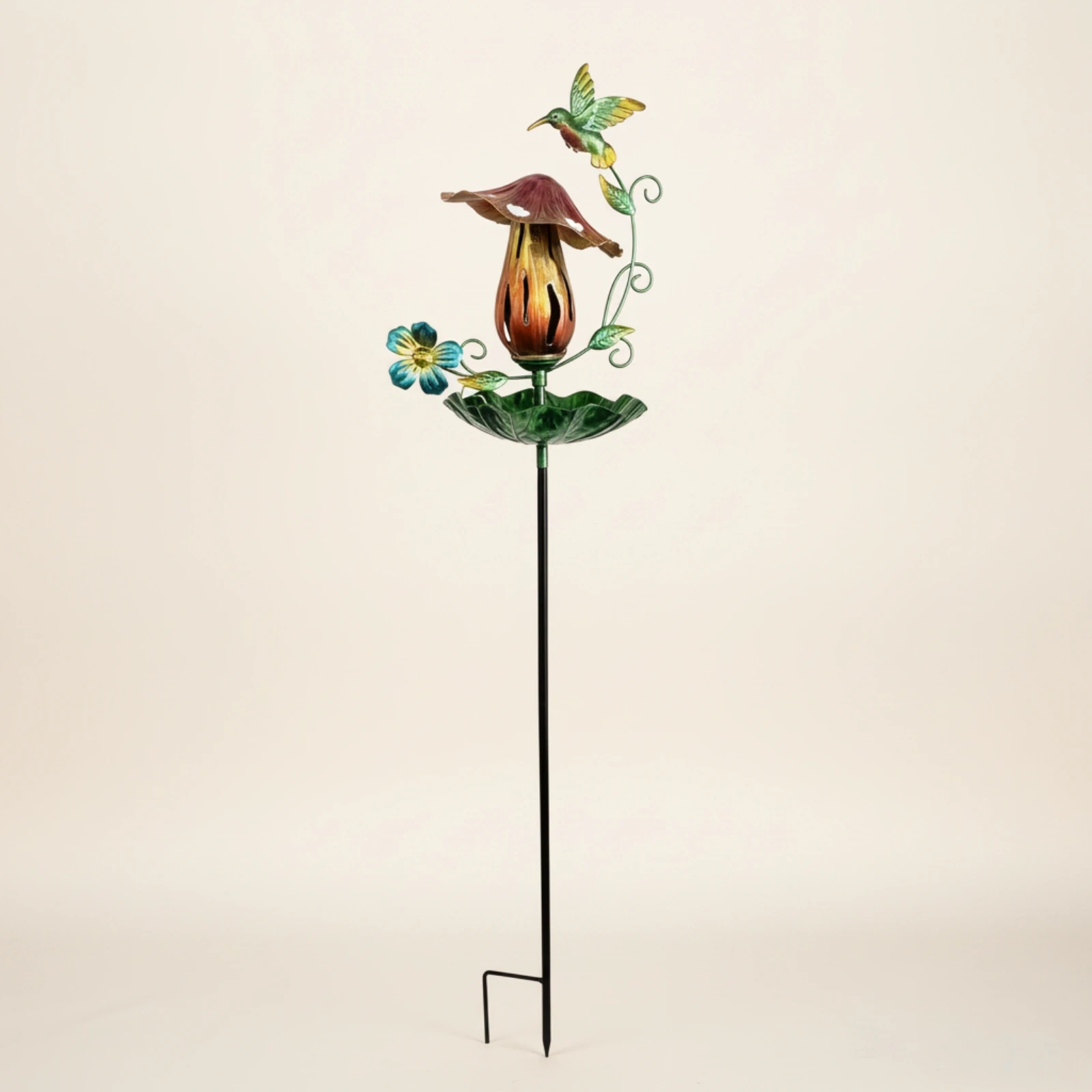 Hummingbird Feeder with Garden Stake Floral Hummingbird Feeder with Stake Decorative Colorful for Gardeners, Lawns, Courtyards