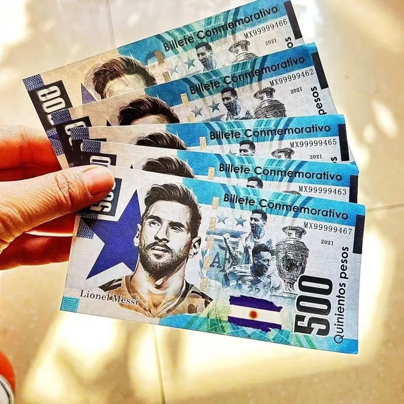 5~100PCS Copy Messi 500 Bills Plastic Money Banknotes Collectibles with Different Serial Number