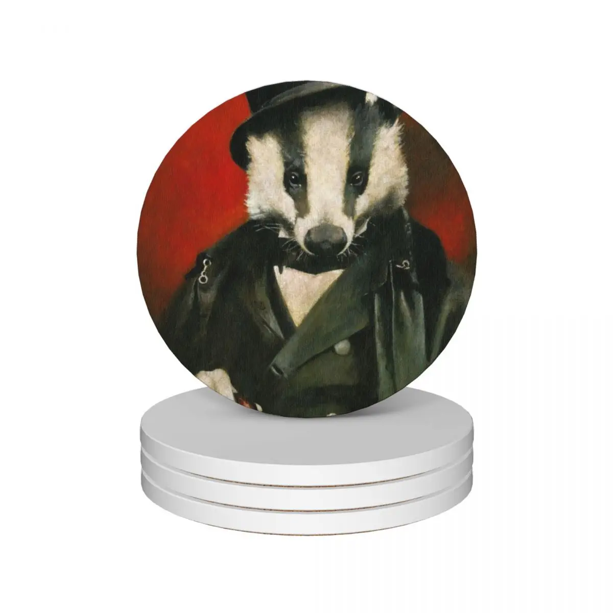 

Victorian Mr Badger Ceramic Coasters (Set of 4) coffee cute white Coasters