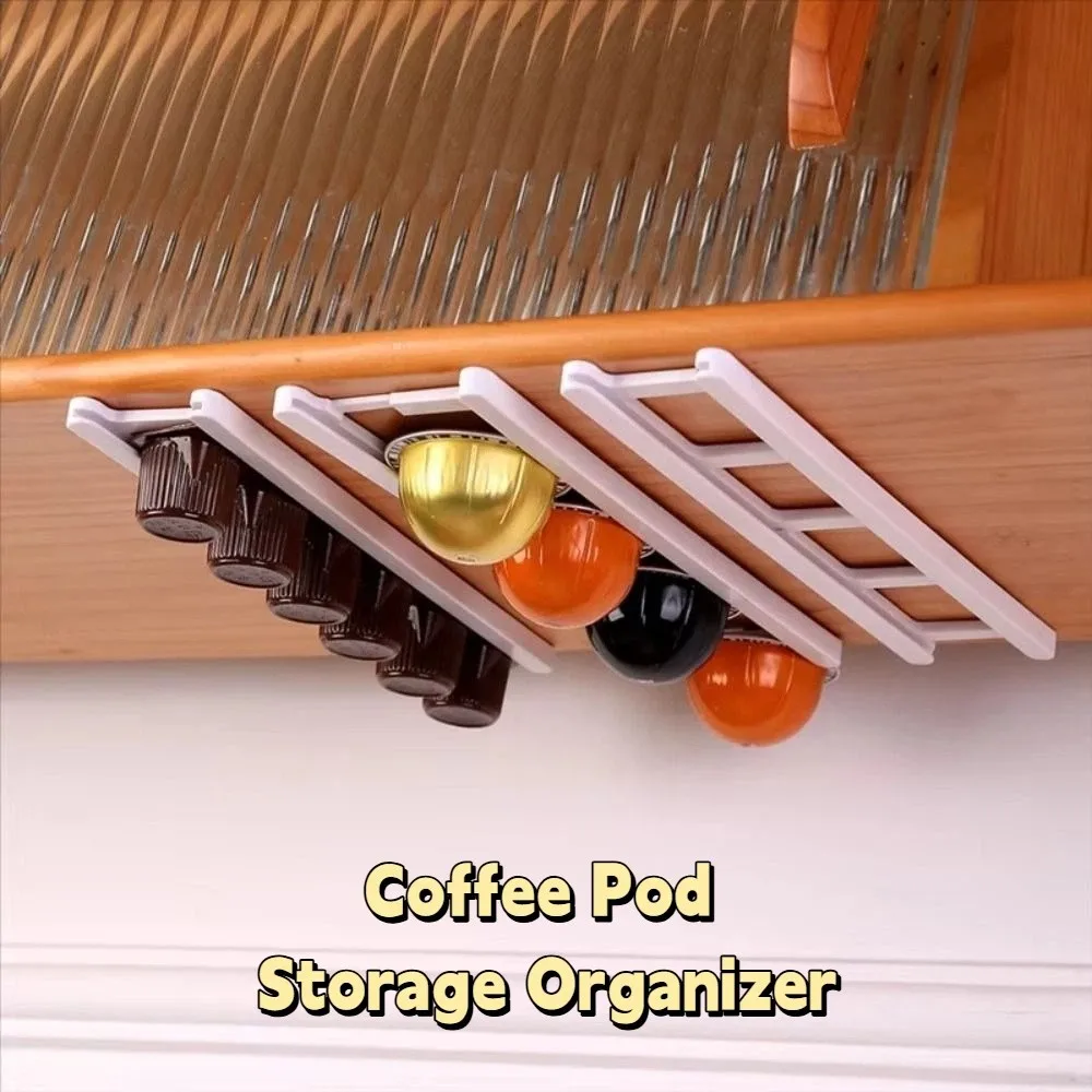 

4pcs Adjustable Coffee Pod Keepers Adhesive Compact Storage Coffee Capsule Rack Coffee Pod Holder Space Saving