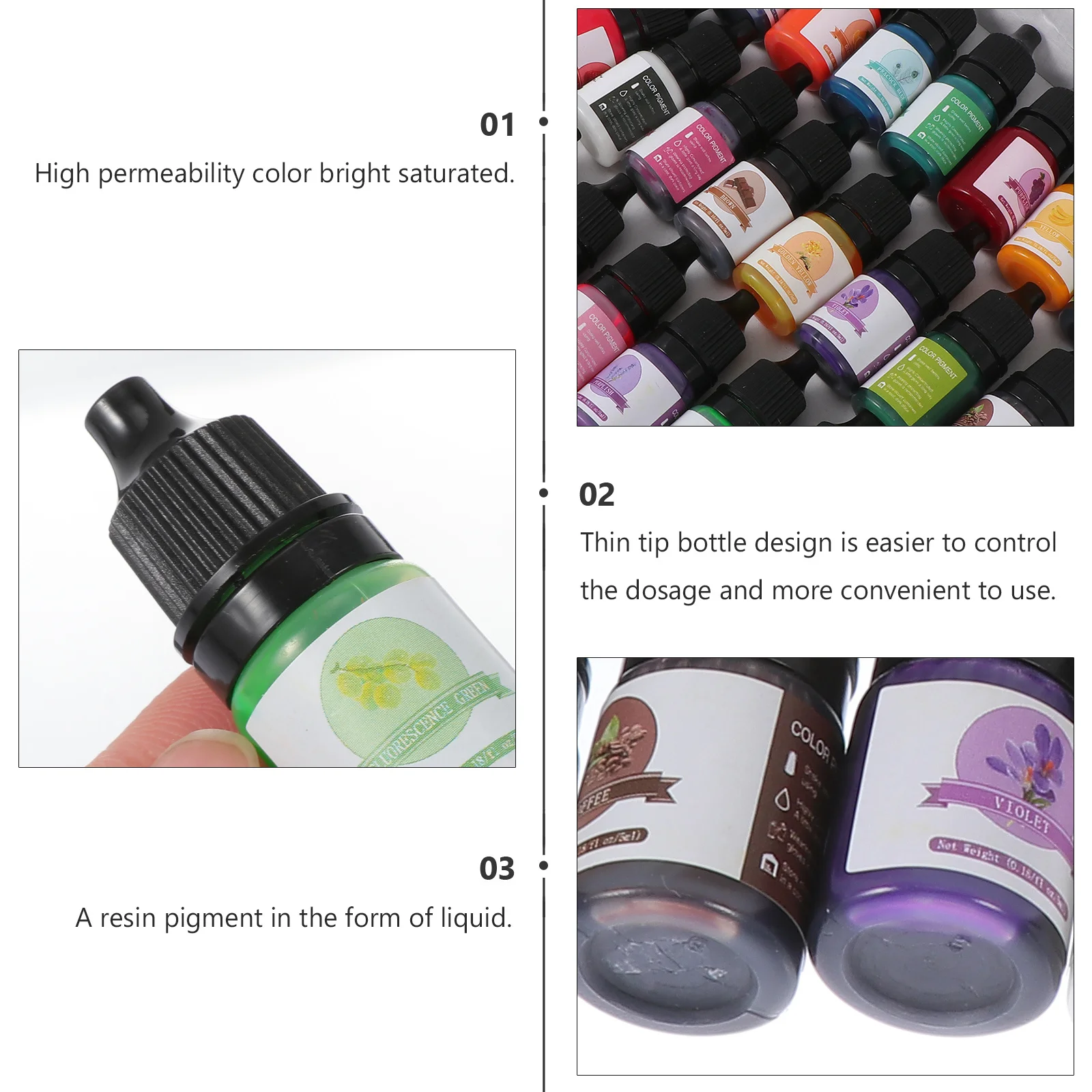 

24Pcs Color Liquid Resin Pigment Concentrate Oily Dye for DIY Crafts Nail Art Jewelry Making Epoxy Colorant Colorful Dye Pigment