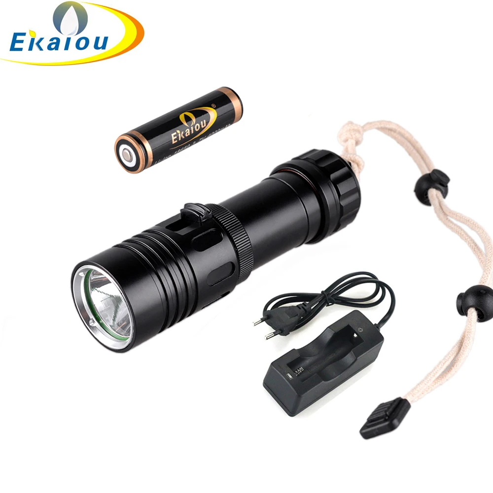 L2 Strong Light Super Bright LED Diving Flashlight Professional Underwater 18650 Torch 100M Scuba Waterproof Lamp