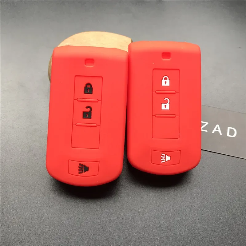 ZAD Silicone car key case cover for Mitsubishi Outlander 3 AXR RVR ASX Nativa Pajero Dakar Montero Shogun 3 buttons key protect