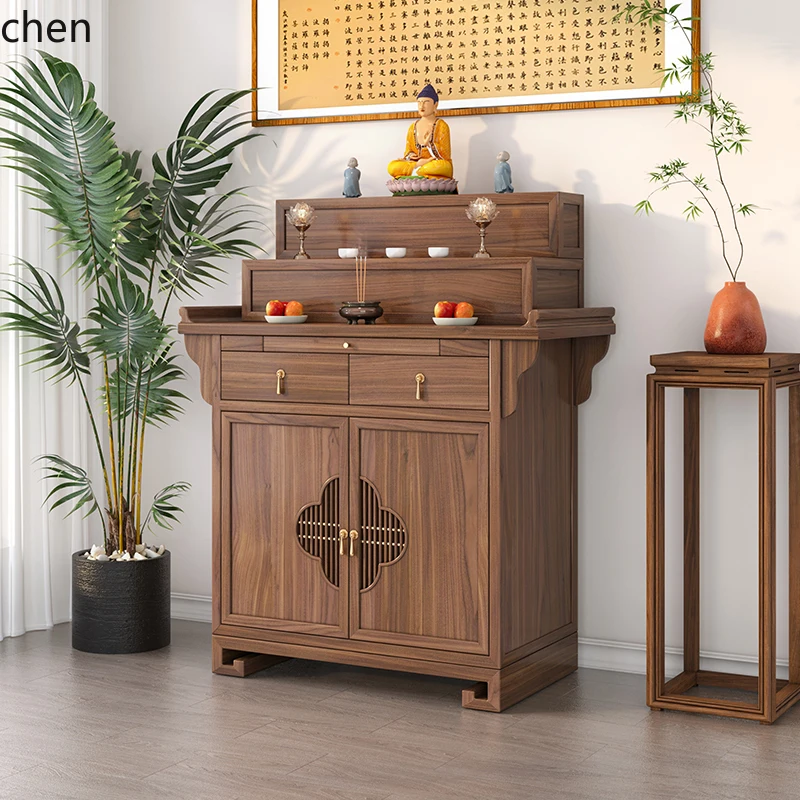 CZ table offering Shentai incense case household use God of Wealth Bodhisattva Xianjia Buddhist table solid wood  Buddha table