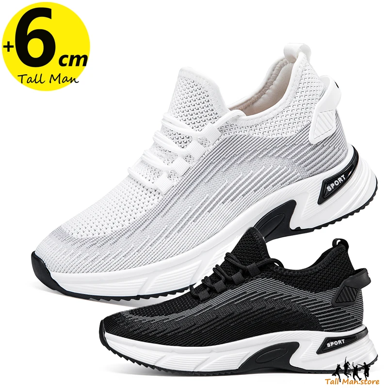 

Men Height Increase Insoles 6cm Chunky Shoes Lift Sneakers Running Thick Soled Mesh Sports Spring Summer Fashion