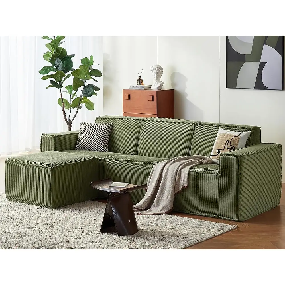 

Oversized Modular Sectional Sofa, 105"" Cloud Couch L Shaped 3-Seat Sofa With Ottoman, Corduroy Deep Seat Modular Couches For