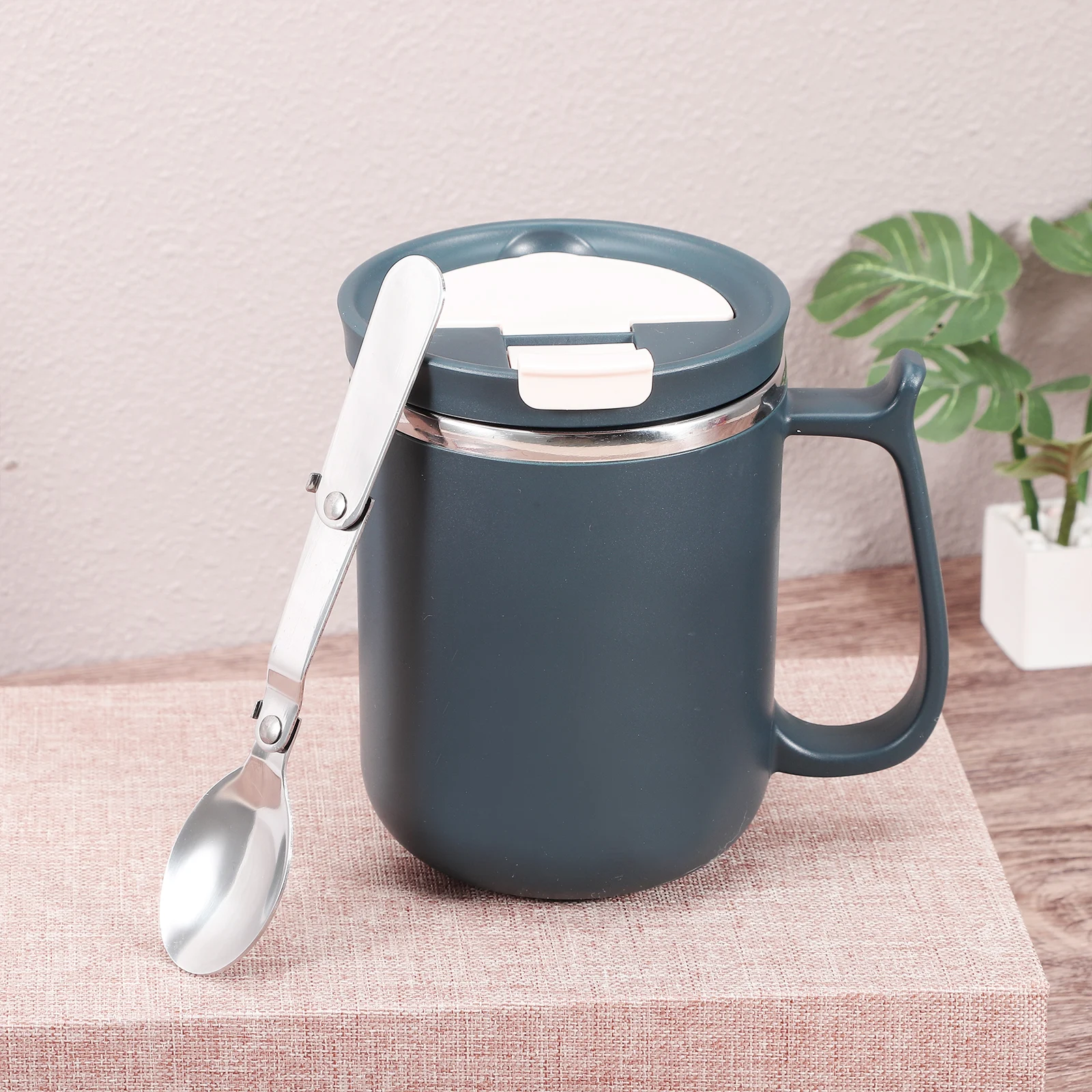 

Multipurpose Lid Water Mugs Coffee Cup Stainless Steel Insulated Thermal Mug Large Capacity Temperature Retention Portable Leak