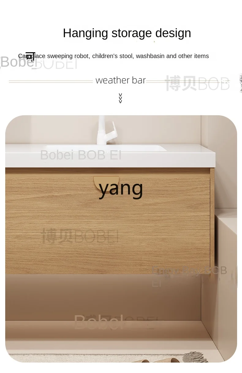 Yjq Stone Plate Hot Bending Whole Washbin Oak Log Bathroom Cabinet Combination Washstand Customization