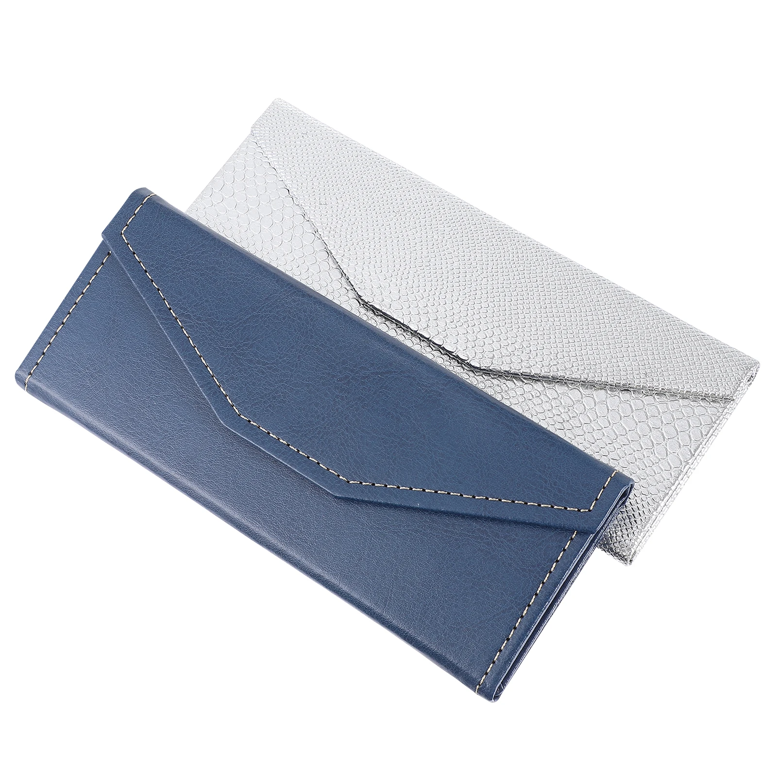 

2 Pcs Glasses Case Foldable Portable Travel Eyeglass Box Soft Pu Storage Sunglasses Durable Standard Size Reading Glasses