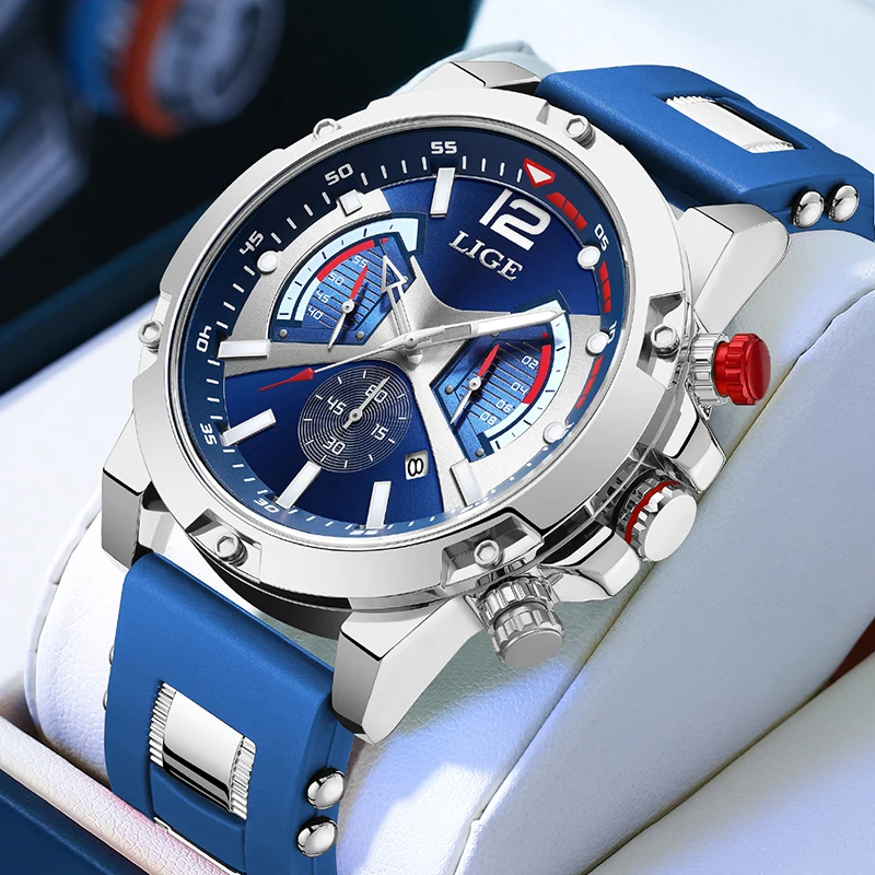 

LIGE Chronograph Luxury Watch For Man Military Sport Men Quartz Watches Waterproof Luminous Date Wristwatch Male Clock Reloj+Box