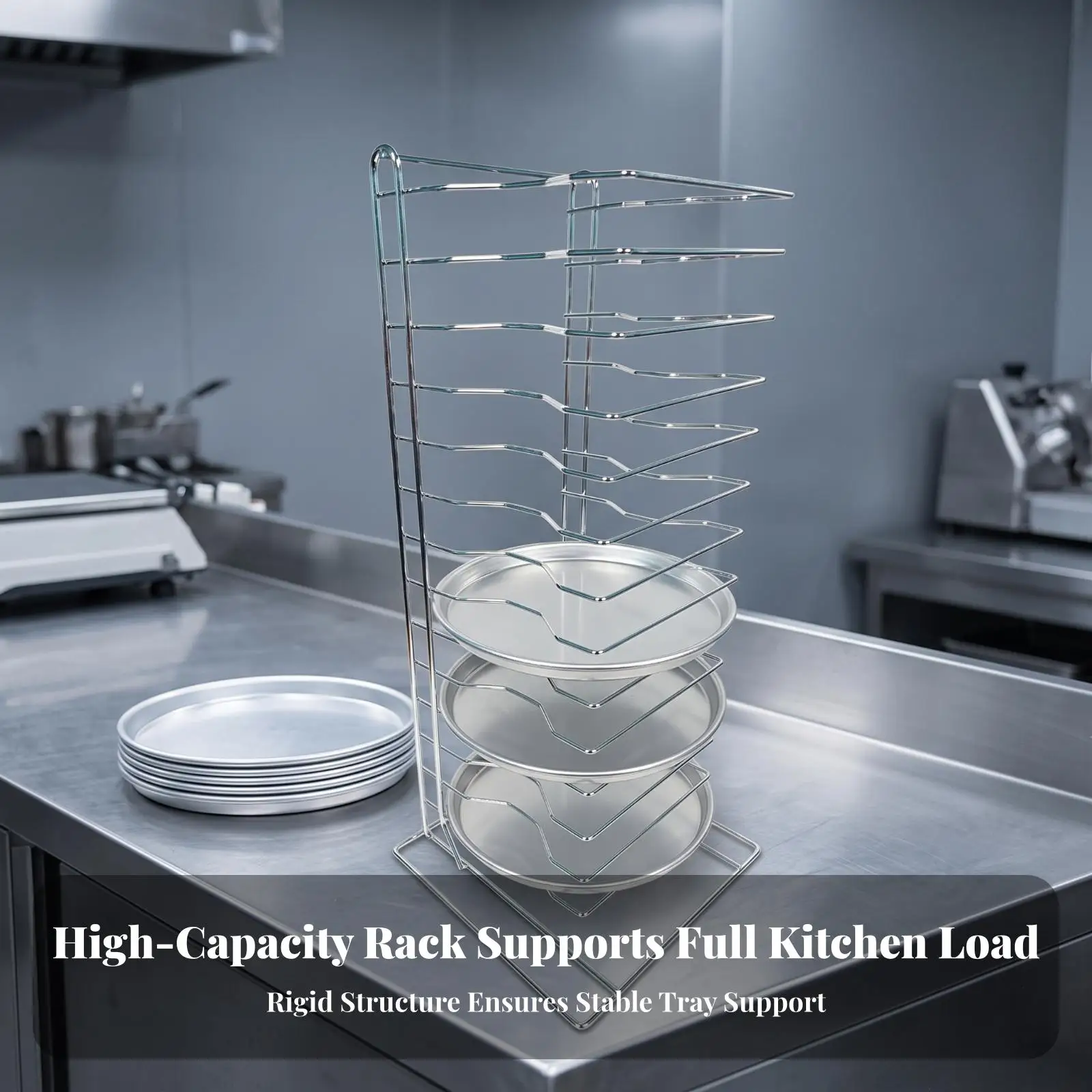 Sturdy Pizza Cooling Rack Stand Freestanding Wire Tray Holder with Ventilated Open Frame for Home Baker