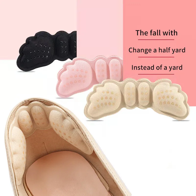 1 par de plantillas de tacón alto mariposa tamaño ajustable revestimiento del talón empuñaduras Protector pegatina almohadilla del talón cuidado de los pies Anti mantener al pecho almohadillas del talón