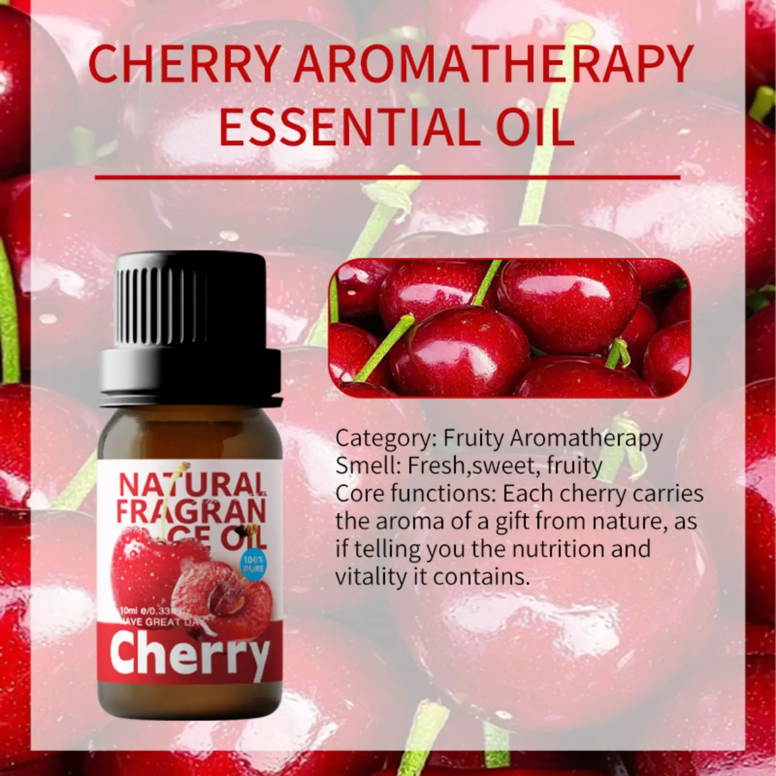 2 قطعة 10 مللي عطر الكرز المعطر غير الكحولي زيت طبيعي للعناية بالجمال العطر ، عطر نسائي طويل الأمد #2