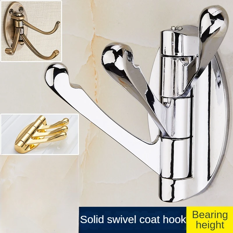 

High Quality Bathroom 3 Robe Hook Coat Towel Rack Rotatable Zinc Alloy Towel Hooks Hangers Kitchen Bathroom Organizer Rack