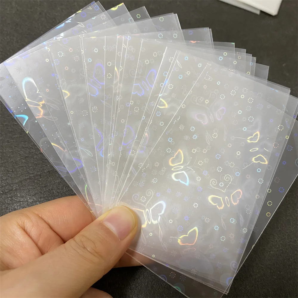 50/100PCS 58*89mm Laser Butterfly Shaped Foil Card Sleeves Transparent Tarot Game Storage Bag For Board Protector Cover