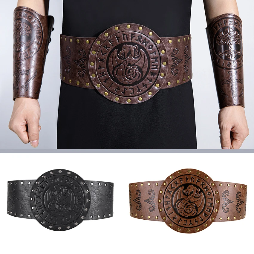 Europe Medieval Steampunk Belt Corsets PU Leather Sashes Women Vintage Viking Pirate Gothic Bustier Waist Girdle Halloween Man