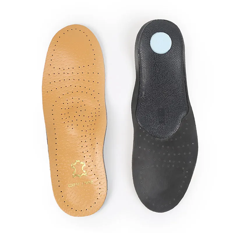 Leather Foot Arch Correction Insoles for Men and Women Breathable Sweat Absorption Sports Shock Absorption Comfortable Insoles