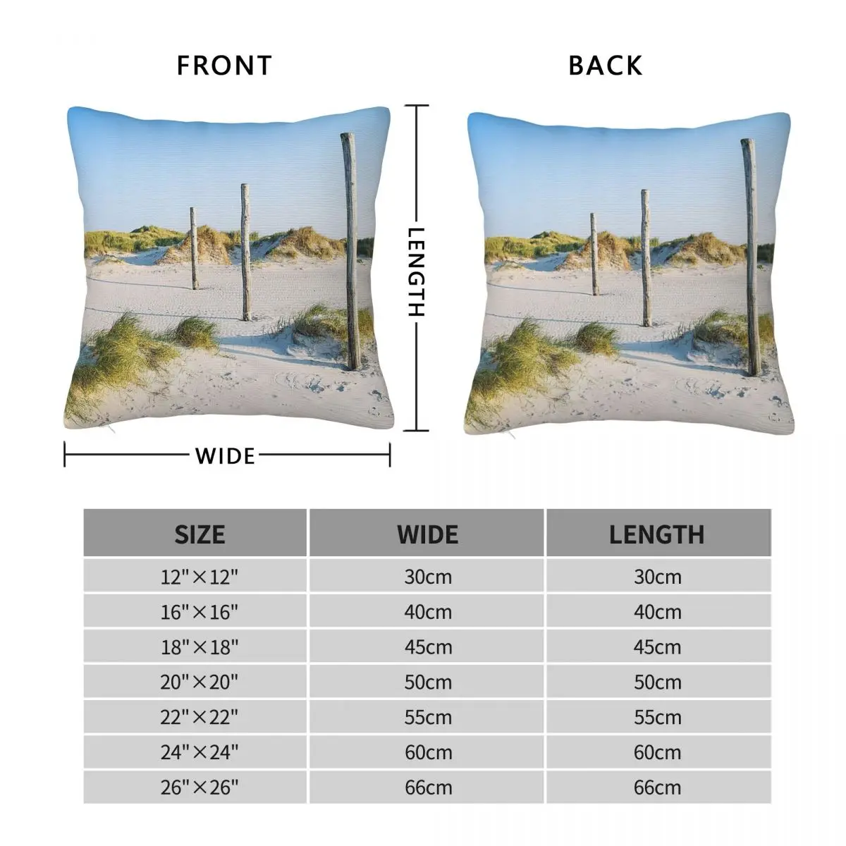 Coastal Dune Sankt Peter-Ording Square Pillowcase Polyester Linen Velvet Printed Zip Decorative Pillow Case Bed Cushion Cover