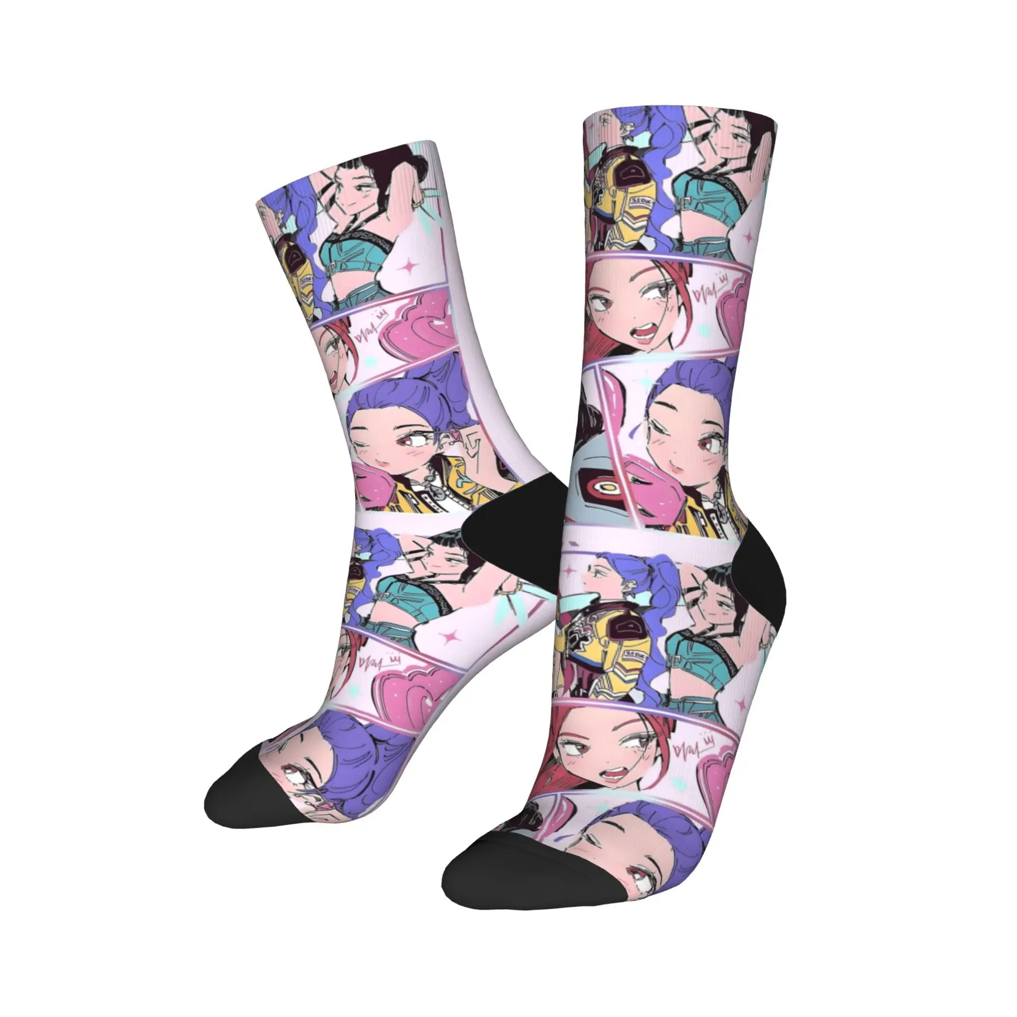 Hommes chaussettes bébé Saja KPop chasseurs de démons Chibi Art bas antibactérien chaud doux chaussettes automne gothique graphique cyclisme chaussettes