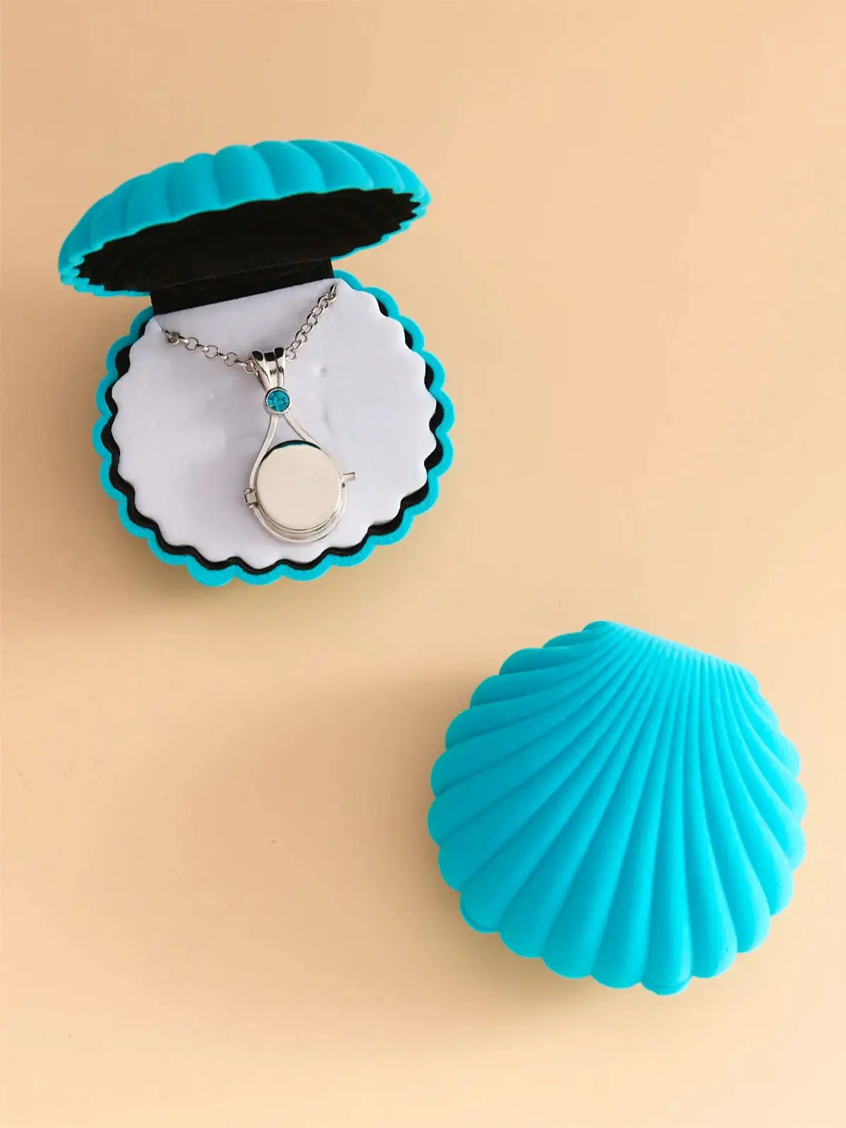 H2o Mermaid Shell Just Add Water Series Fashion Luxurious Inlay 12 Colors Crystal Open Cover Pendant Locket Necklace