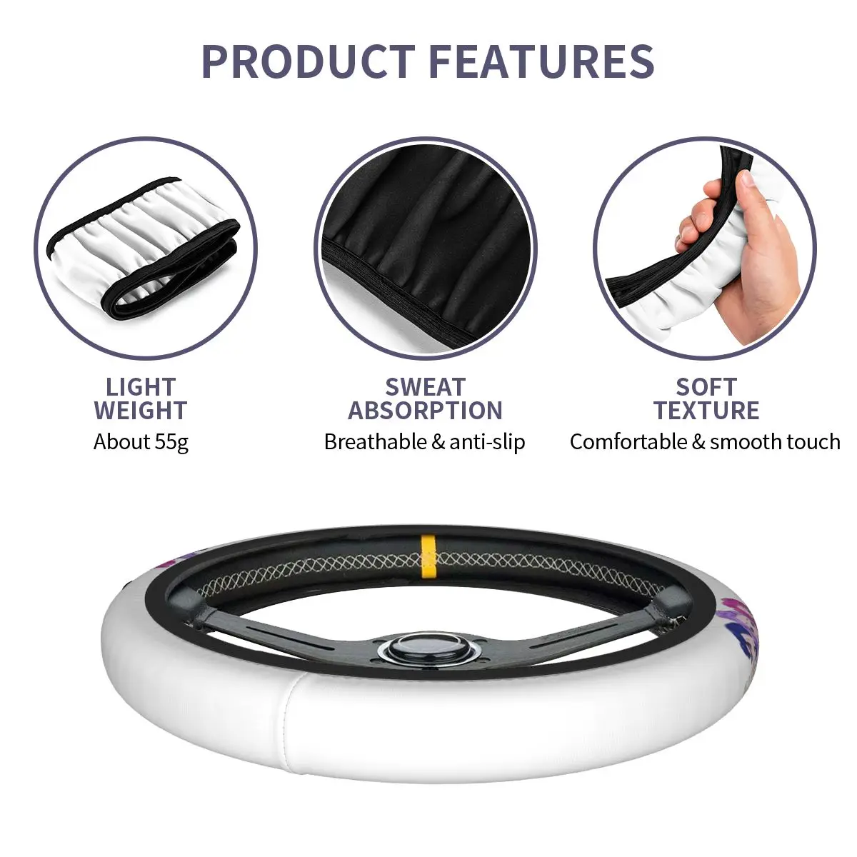 38 سنتيمتر عجلة توجيه سيارة يغطي KPop شيطان الصيادين Huntrix المضادة للانزلاق السيارات الديكور الملونة اكسسوارات السيارات