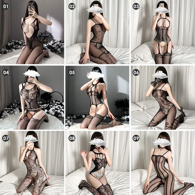 Sexy Bodystockings Mesh Crotchless Bodysuit See Through Porn Costumes Erotic Underwear Intimates Women Teddies Pantyhose Catsuit