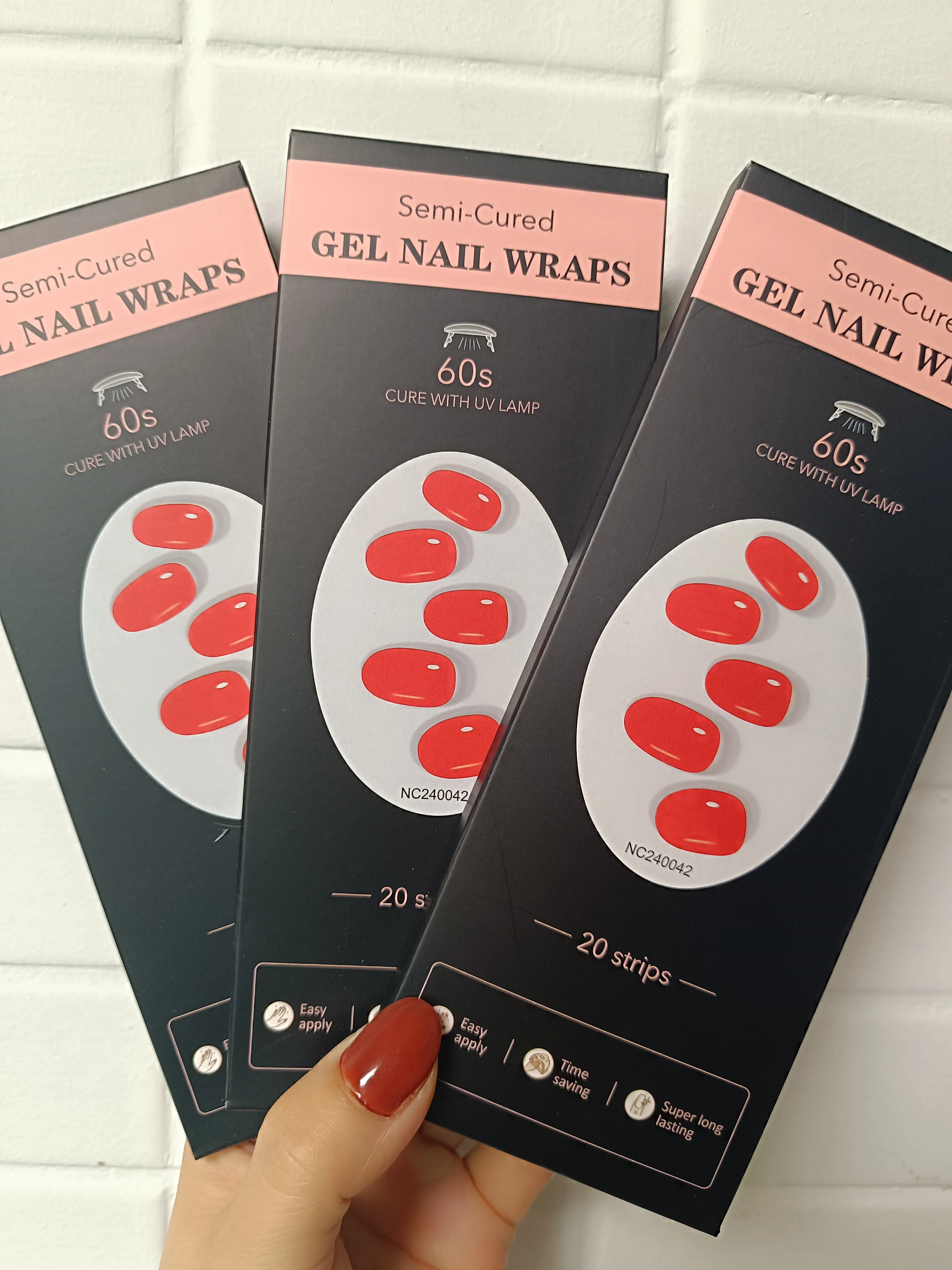 

20 наклеек-полосок для ногтей с полузатвердевшим гелем Pure Color, УФ-стикеры для ногтей, долговечные, для полного маникюра, декор для ногтей своими руками