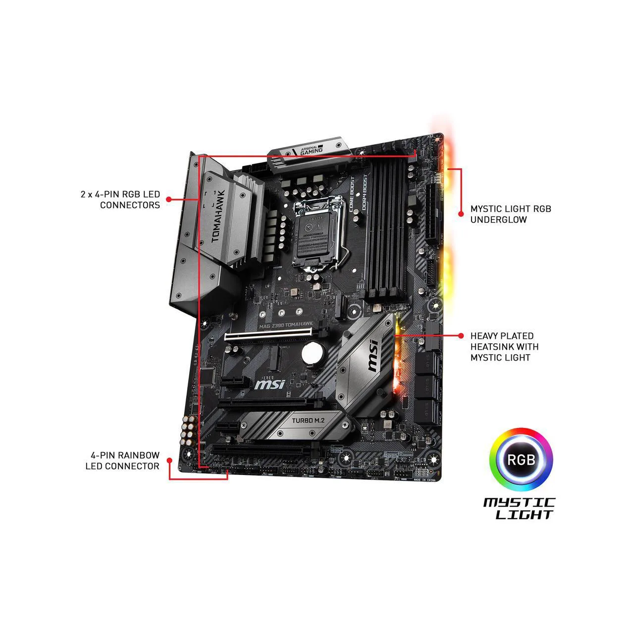 Imagem -03 - Msi-mag Z390 Motherboards Tomahawk Lga1151 para Intel Core Z390 Série 9000 Ddr4 4400mhz 128gb Área de Trabalho Atx Novo