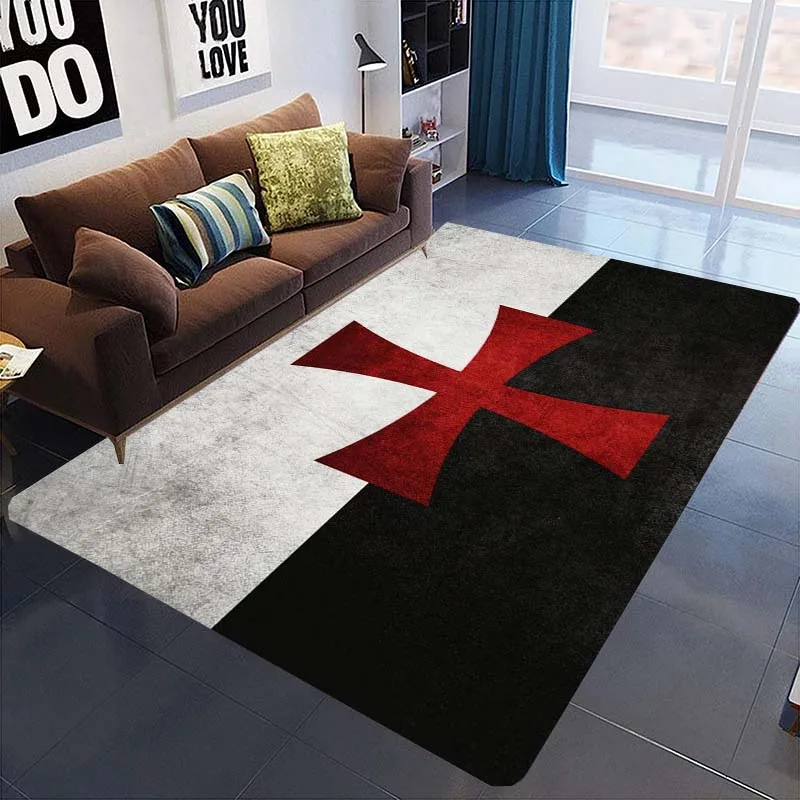 Red Cross Crusade Carpets for Living Room Non-slip Bedroom Carpet Soft Yoga Floor Mat Play Mats Birthday Gift Rugs Area Rug