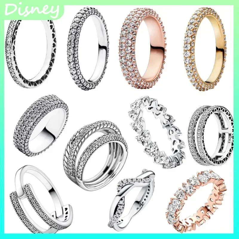 

2025 Winter Collection: 100% 925 Sterling Silver Full Love CZ Rings in Varying Widths - Luxury Gift for Fiancée, Women's Jewelry