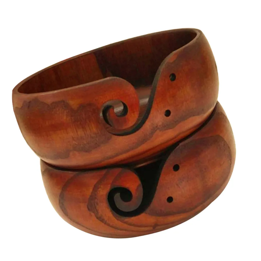 

Yarn Storage Bowl Wooden Crochet Knitting Accessory for Crafters Smooth Surface Prevent Rolling Easy Carry Multi Purpose Gadget