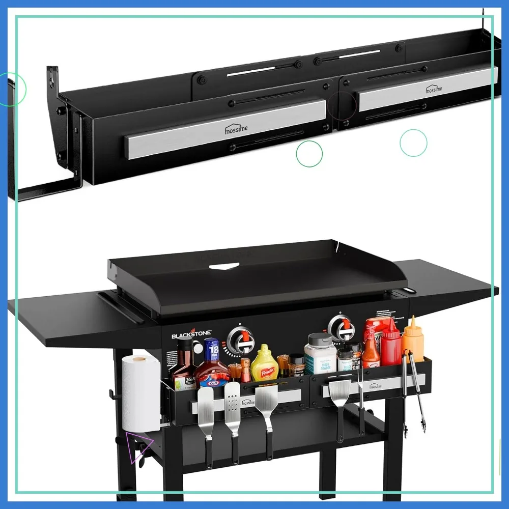 

Large Front Griddle Caddy with Magnetic Tool Holder, Paper Towel Rack & Spice Storage for Outdoor Grills
