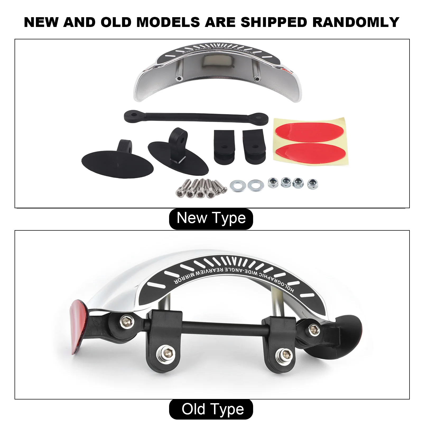 Add On Rearview Mirror Motorcycle Rear View Mirror Chromed 180 Ultra Wide Angle Central Windscreen Mount