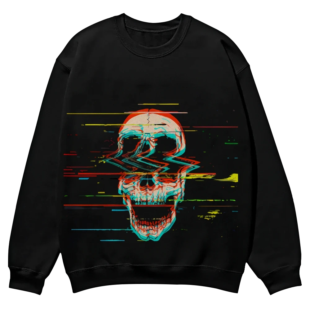 

Skull Graphic Print Women's Cotton Hoodless Sweatshirt Comfortable Breathable Luxury Pullover Round Neck Top 2024