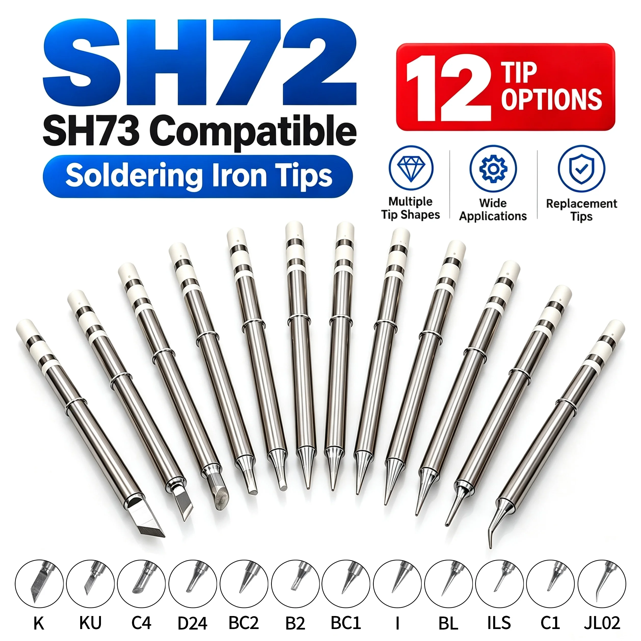 SH72 SH73 Soldering Iron Tips K B2 BC2 ILS I BL JL02 C4 BL C1 D24 KU Replacement Solder Tips Welding Electronics Repair