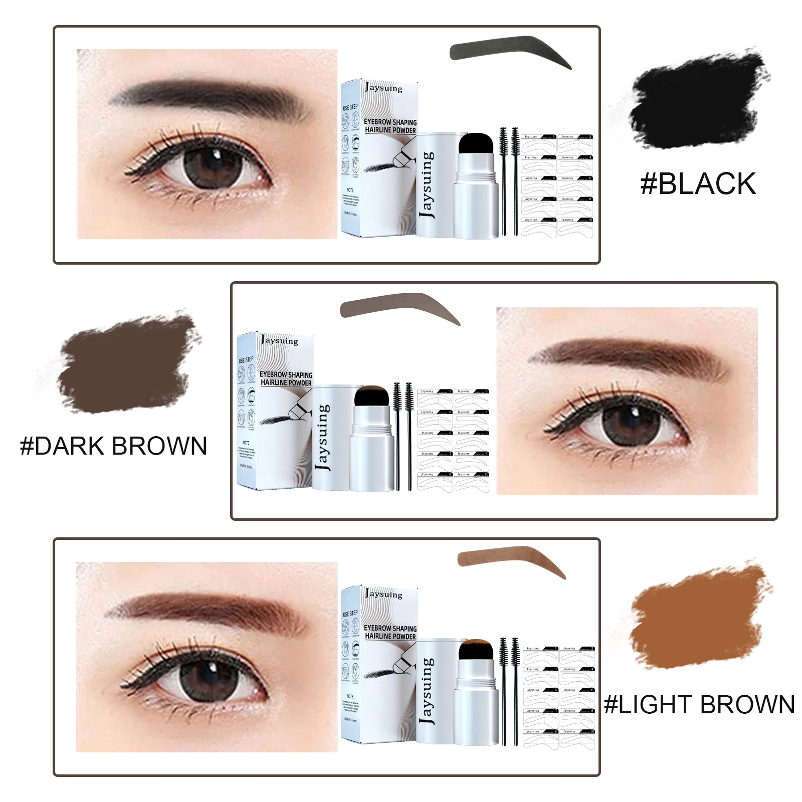 ชุด Professional Eyebrow Powder Stamp Shaping Kit แปรงแต่งหน้าดินสอเขียนคิ้วดินสอเขียนคิ้ว Eyebrow Template