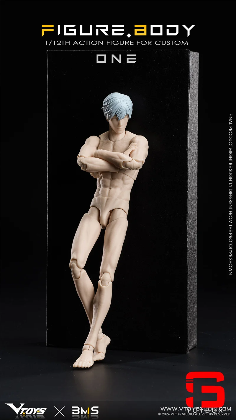 【2025 Q1】VTOYS X BMS 1/12 VB002 Blanco VB003 Cuerpo de articulación muscular masculina amarilla 16,5 cm Figura de acción súper flexible Muñeca articulada