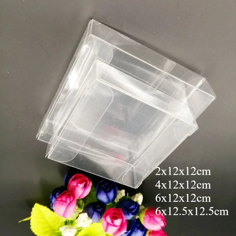 

100pcs Ax12x12 Clear Transparent PVC Small Gift Box Packaging Wedding Christmas Plastic Box for Jewelry Storage Boxs Candy Gifts