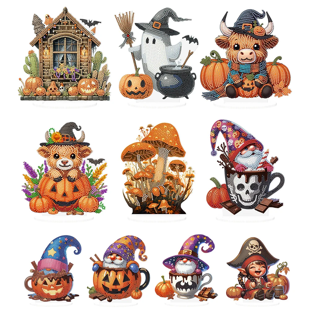 

Acrylic Special Shape Halloween Ghost Diamond Painting Tabletop Ornaments Kit Rhinestones Desktop Ornaments Bedroom Table Decor