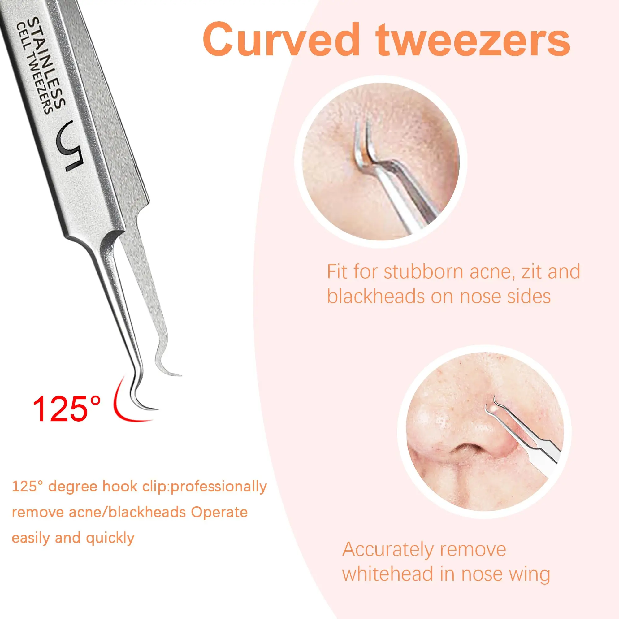 1/7pcs Stainless Steel Splinter Acne Clip Cell Tweezer Blackhead Clip Pimple Pin Beauty Salon Acne Removal Acne Needle Tools